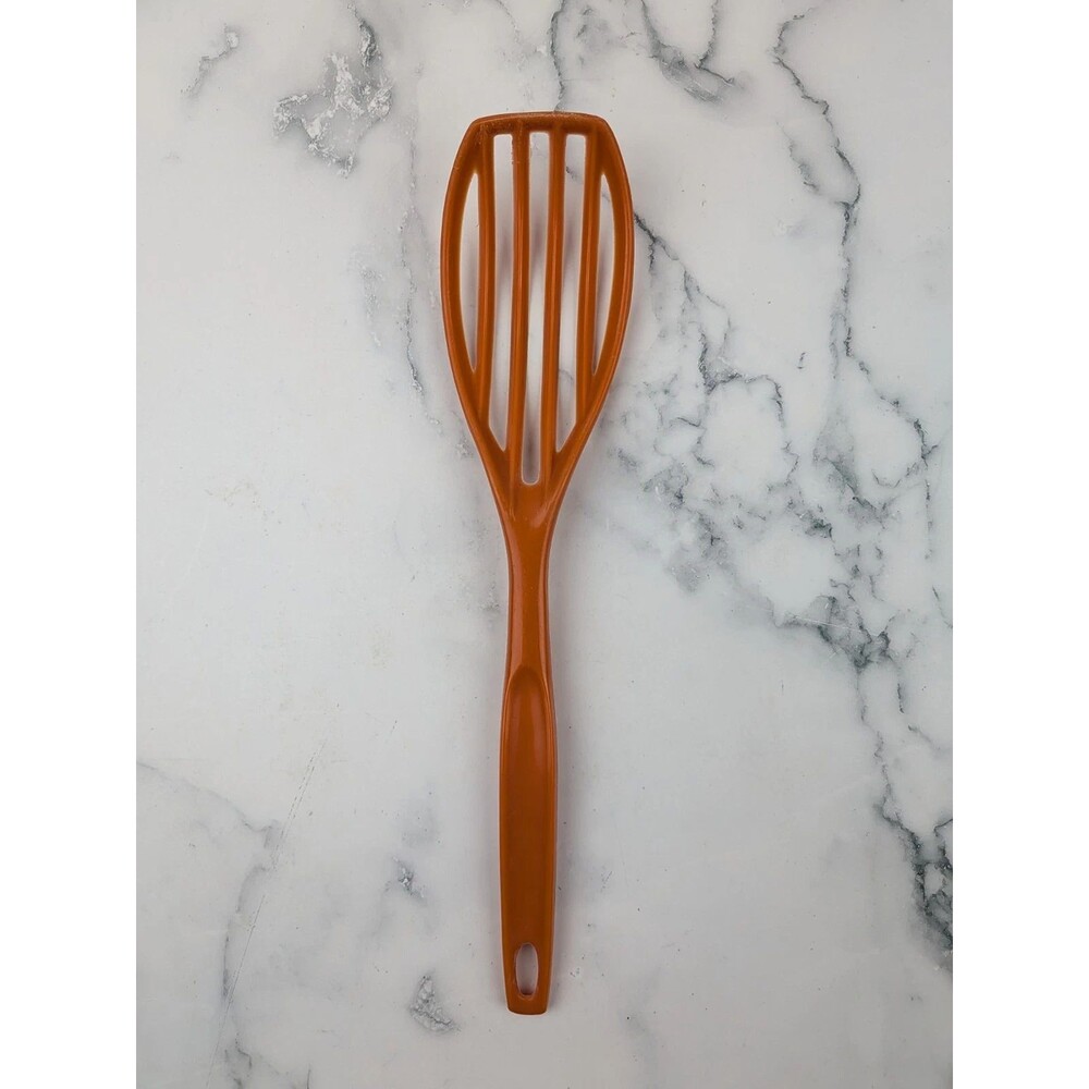 Vntg Foley 11" Slotted Spoon Whisk Strainer Blender Scoop Nylon 70s RetroOrange